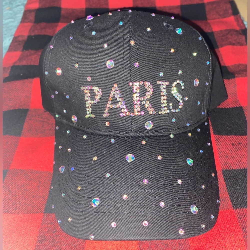 Black “PARIS” Studded Baseball Cap